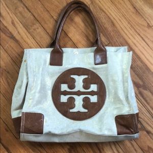 Tory Burch Ella Metallic Canvas Tote